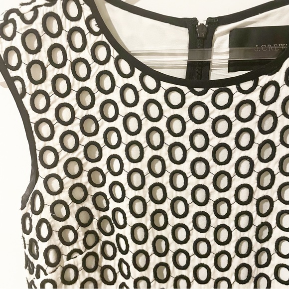 Women's Dress J Crew Black & White A line Punched-out Eyelet Dress  Back… - Picture 4 of 8